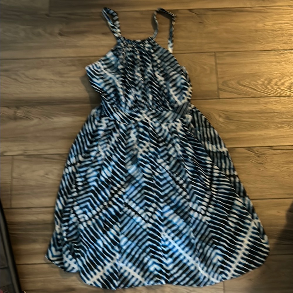 Blue and White Patterned Dress